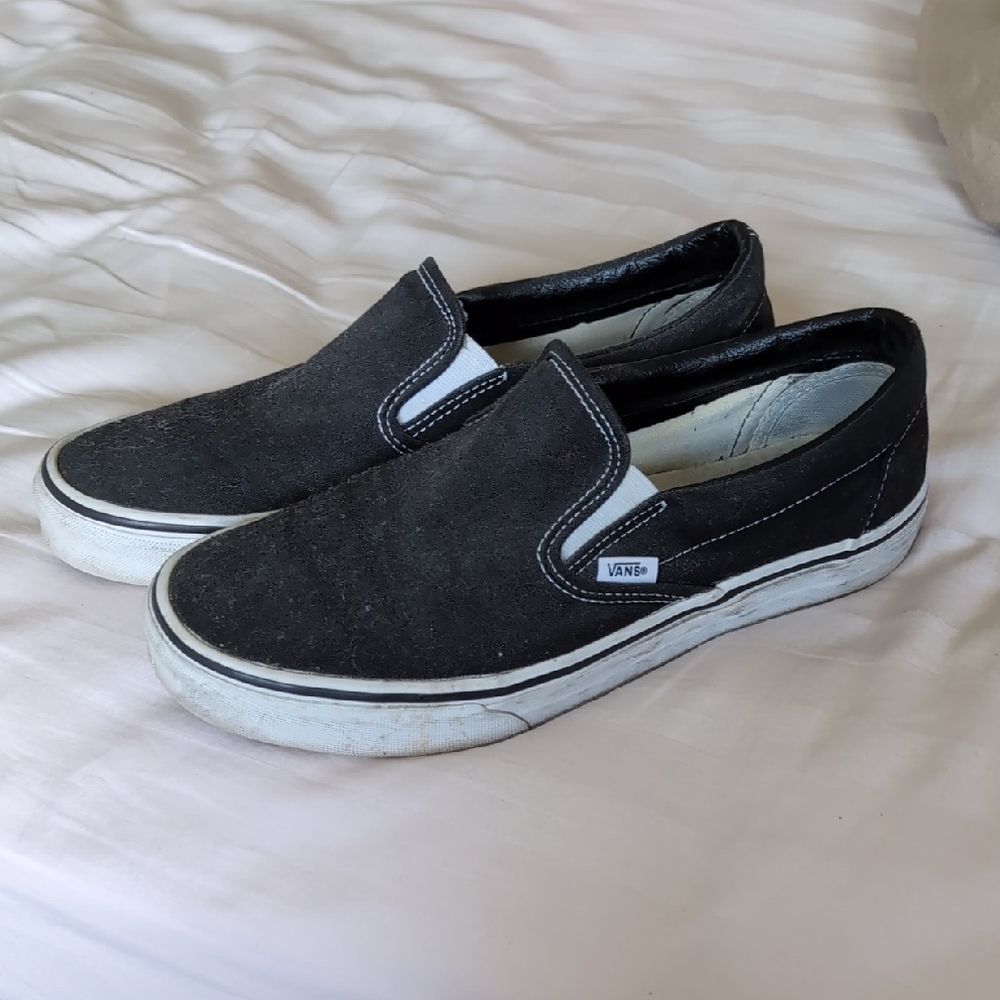 Vans Black and White Slip-On Loafers